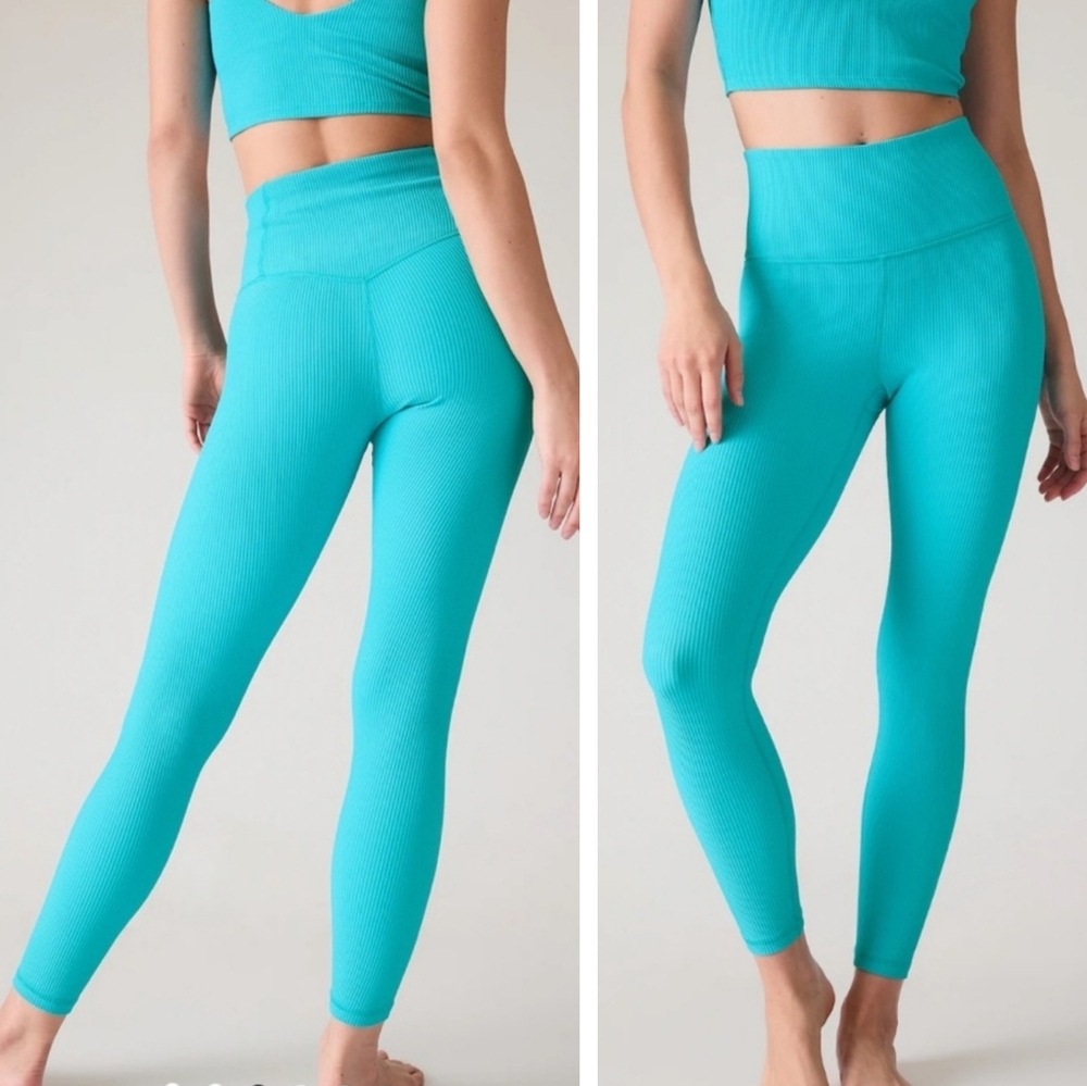 Athletha Elation Rib tight leggings high rise ribbed Bora Bora aqua